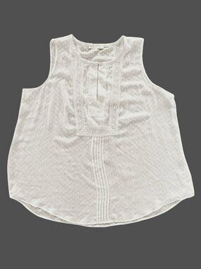 Daniel Rainn WHITE Sheer Swiss Dot Crochet Trim Tank Top - 3X